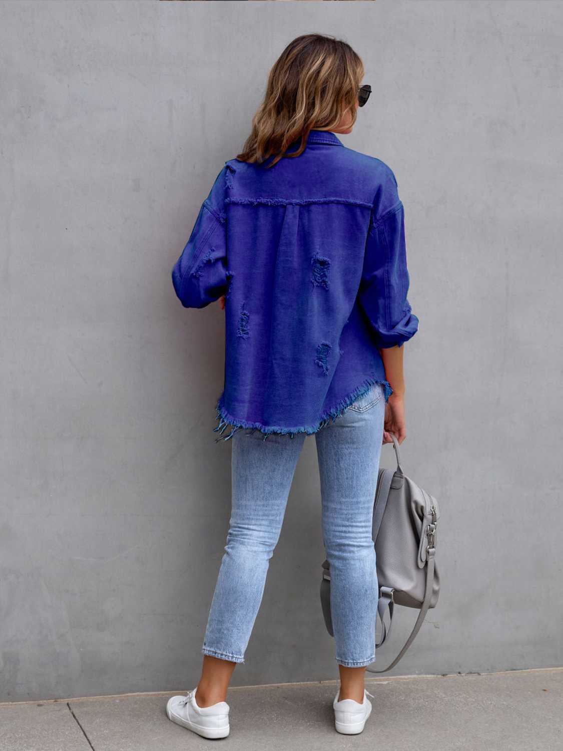 NEWYORKLISTED STYLE COLLECTION: Distressed Color Pop Denim Jacket - NEWYORKLISTED