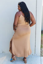 NYLD Full Size Cami Side Slit Maxi Dress in Camel - NEWYORKLISTED