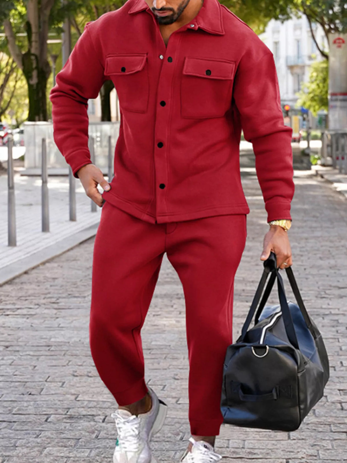 NEWYORKLISTED ATLAS MEN'S COLLECTION – Men's long-sleeve shirt and joggers two-piece set, product image 14