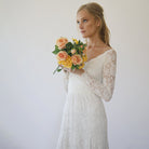 Ivory Off Shoulder Wrap Long Sleeves ,Mermaid Wedding Dress #1280 - NEWYORKLISTED
