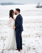 Ivory Off Shoulder Wrap Long Sleeves ,Mermaid Wedding Dress #1280 - NEWYORKLISTED