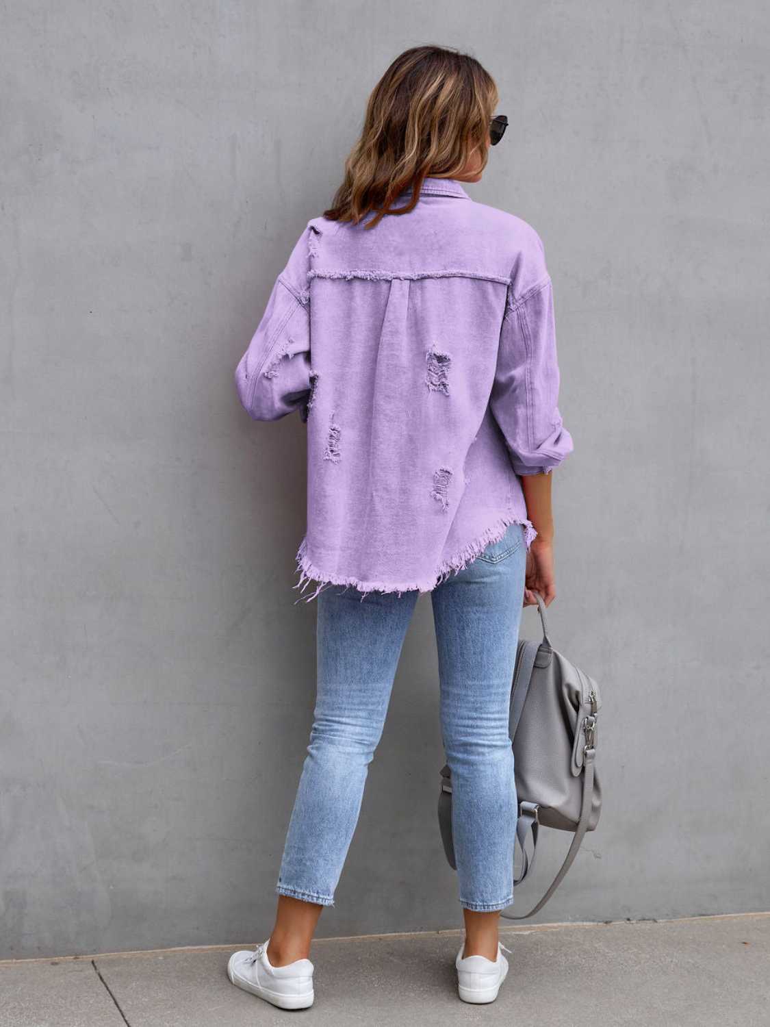NEWYORKLISTED STYLE COLLECTION: Distressed Color Pop Denim Jacket - NEWYORKLISTED