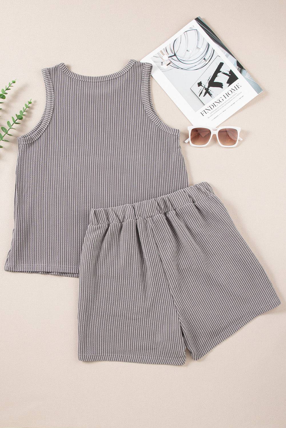 NYLD: Round Neck Sleeveless Top and Shorts Set - NEWYORKLISTED