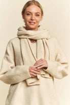 NEWYORKLISTED STYLE COLLECTION:  V-Neck Dropped Shoulder Sweater with Scarf - NEWYORKLISTED