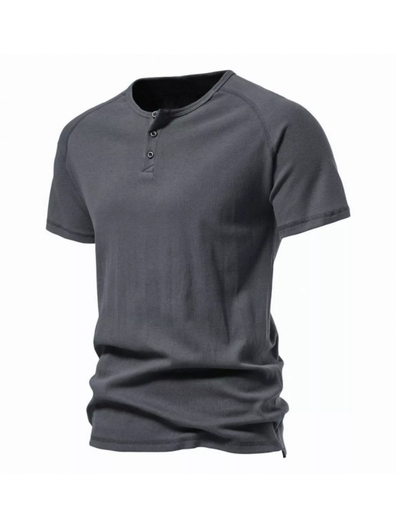 NEWYORKLISTED ATLAS MEN'S COLLECTION: Gray henley shirt on a white background