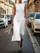 NEWYORKLISTED STYLE COLLECTION: Round Neck Sleeveless Midi Sheath Dress