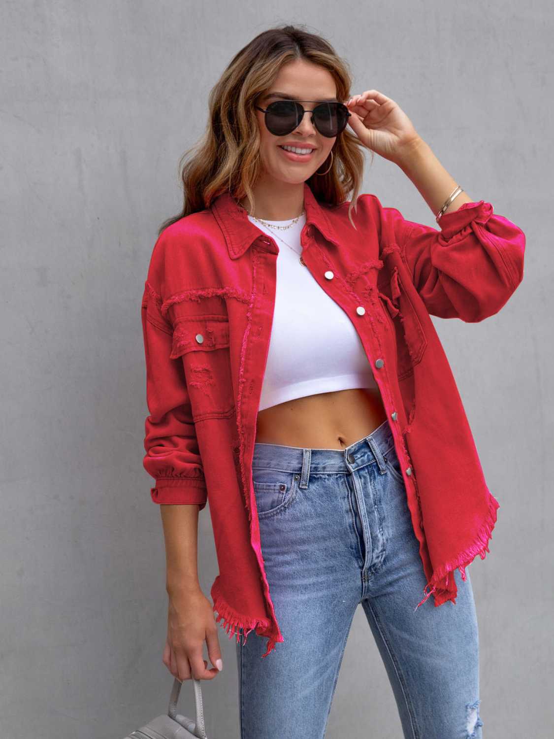 NEWYORKLISTED STYLE COLLECTION: Distressed Color Pop Denim Jacket - NEWYORKLISTED
