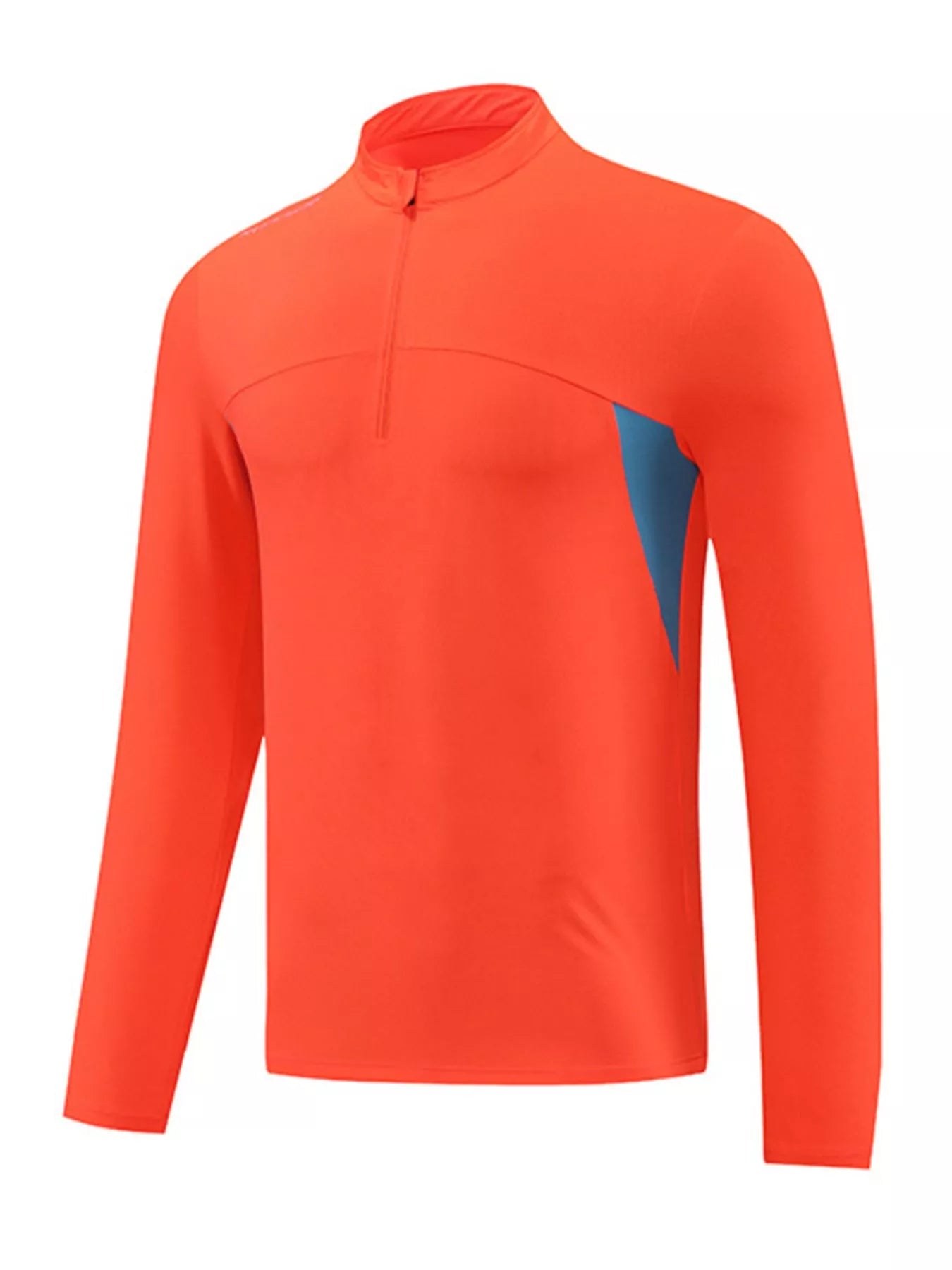 NEWYORKLISTED ATLAS MEN'S COLLECTION: Orange long-sleeve athletic shirt with a blue patch on a white background