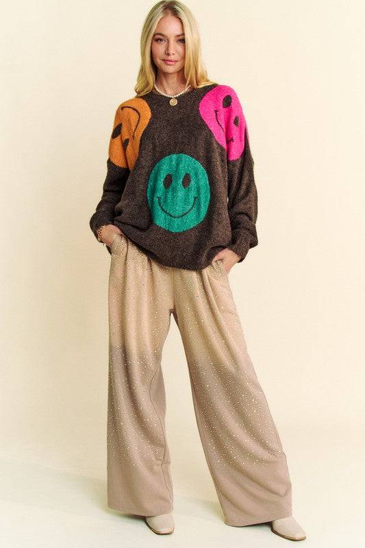 NEWYORKLISTED STYLE COLLECTION: Smile Round Neck Oversize Sweater - NEWYORKLISTED
