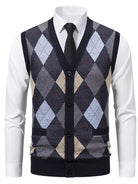 NEWYORKLISTED ATLAS MEN'S COLLECTION – Men's argyle V-neck button-down cardigan vest, product image 11