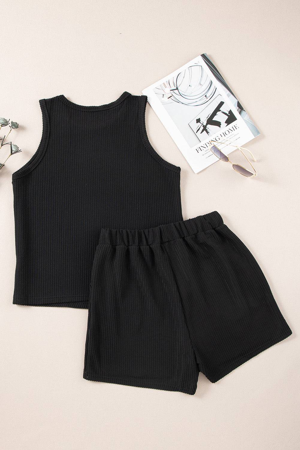 NYLD: Round Neck Sleeveless Top and Shorts Set - NEWYORKLISTED