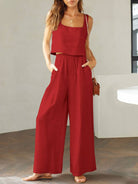 NYLD: Square Neck Top and Wide Leg Pants Set - NEWYORKLISTED