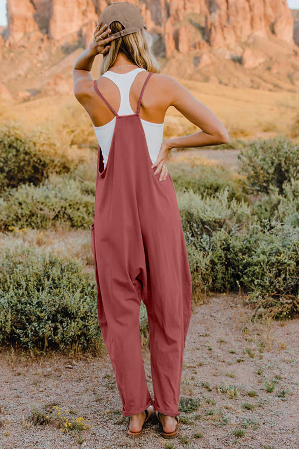 NEWYORKLISTED V-Neck Sleeveless Jumpsuit with Pockets - NEWYORKLISTED