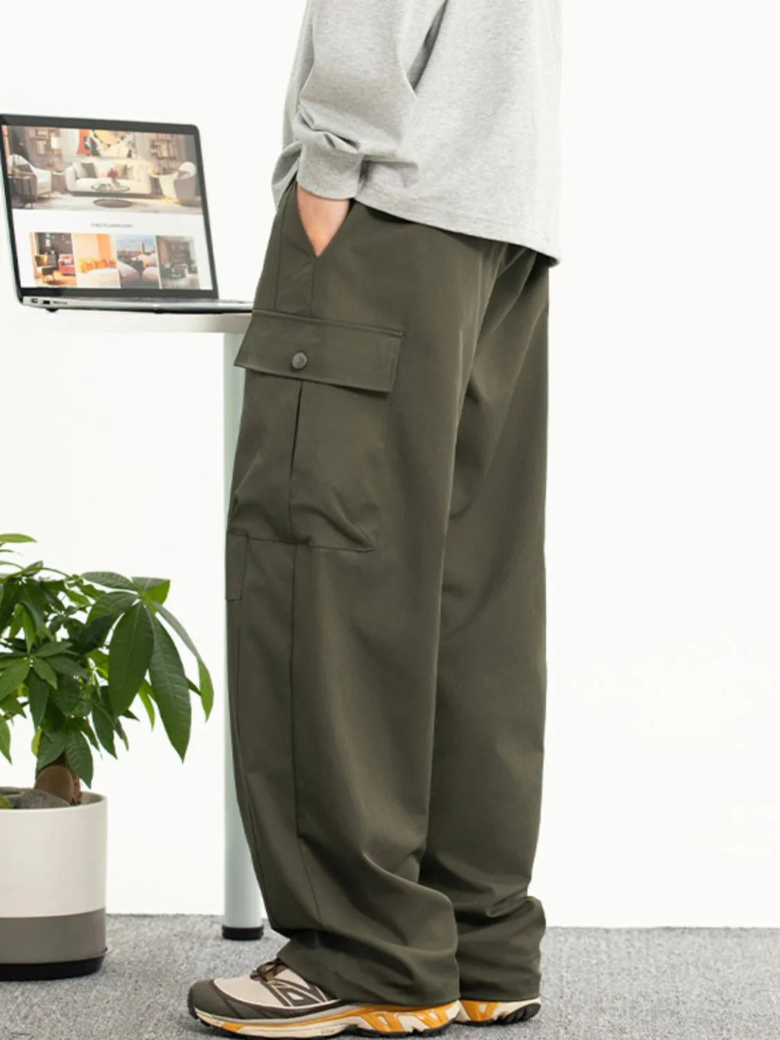 NEWYORKLISTED ATLAS MEN'S COLLECTION: Men's Plus Size Drawstring Pants with Pockets in Dark Gray 