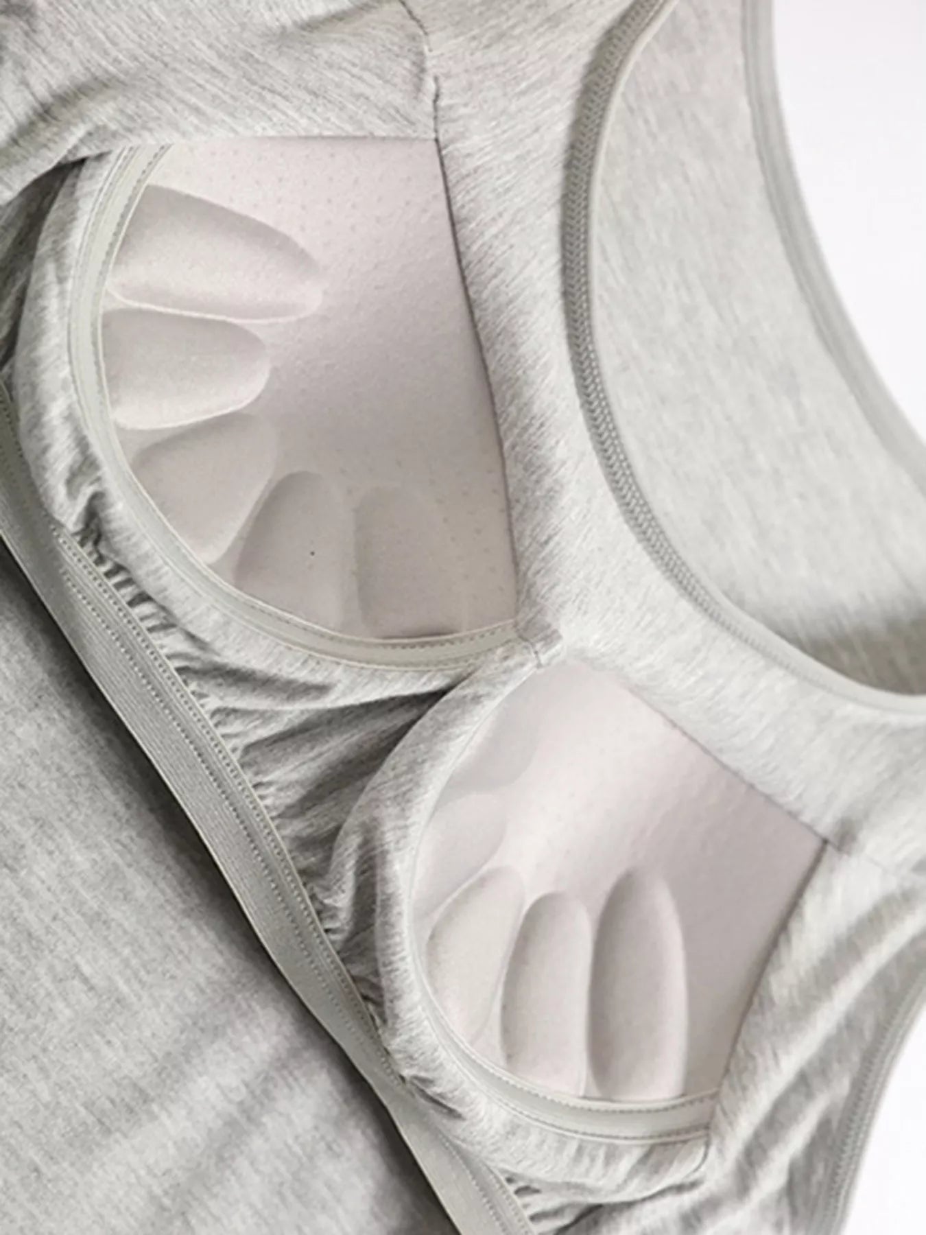 NEWYORKLISTED Intimate Apparel Collection: Gray tank top with a close-up of the neckline and straps.