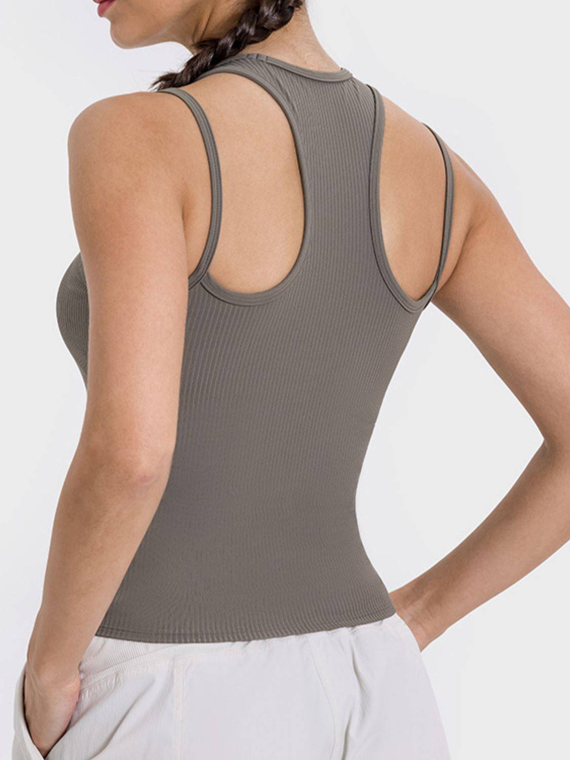 Millennia Cutout Round Neck Racerback Active Tank - NEWYORKLISTED