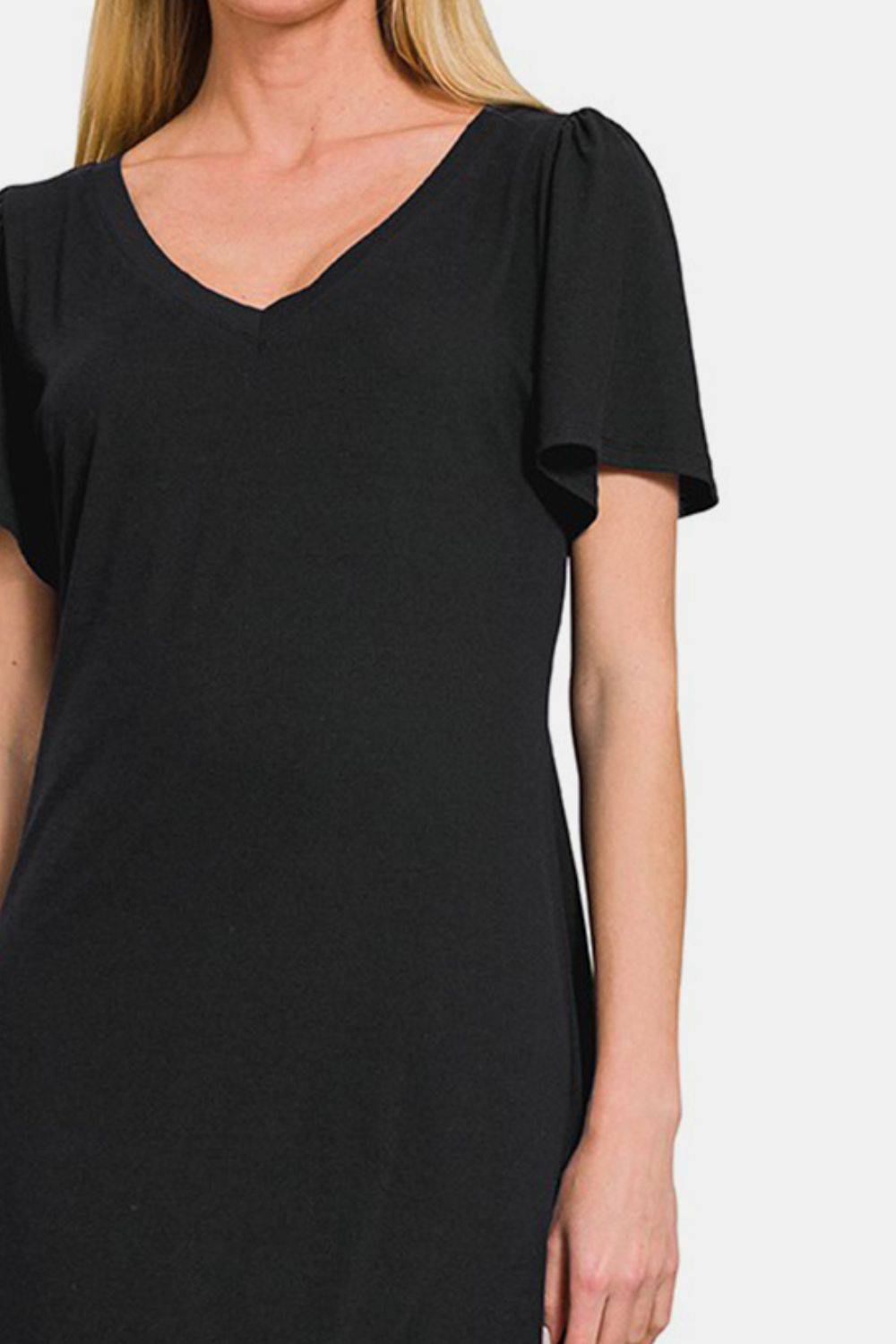 NEWYORKLISTED V-Neck Short Sleeve Dress - NEWYORKLISTED