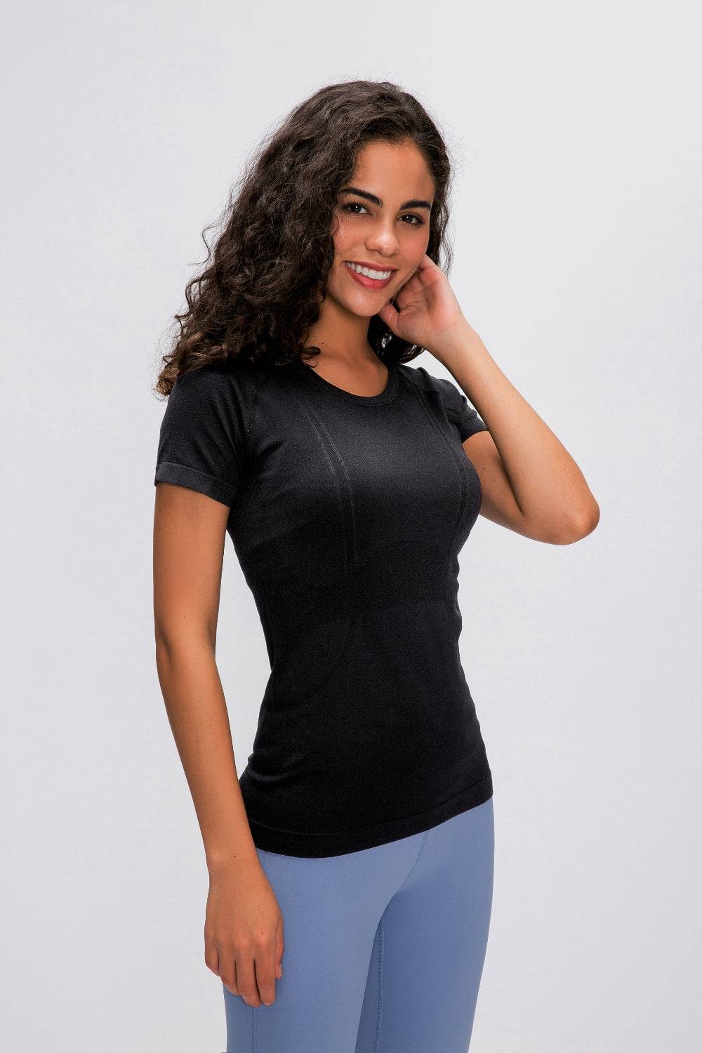 Millennia Round Neck Short Sleeve Active T-Shirt - NEWYORKLISTED