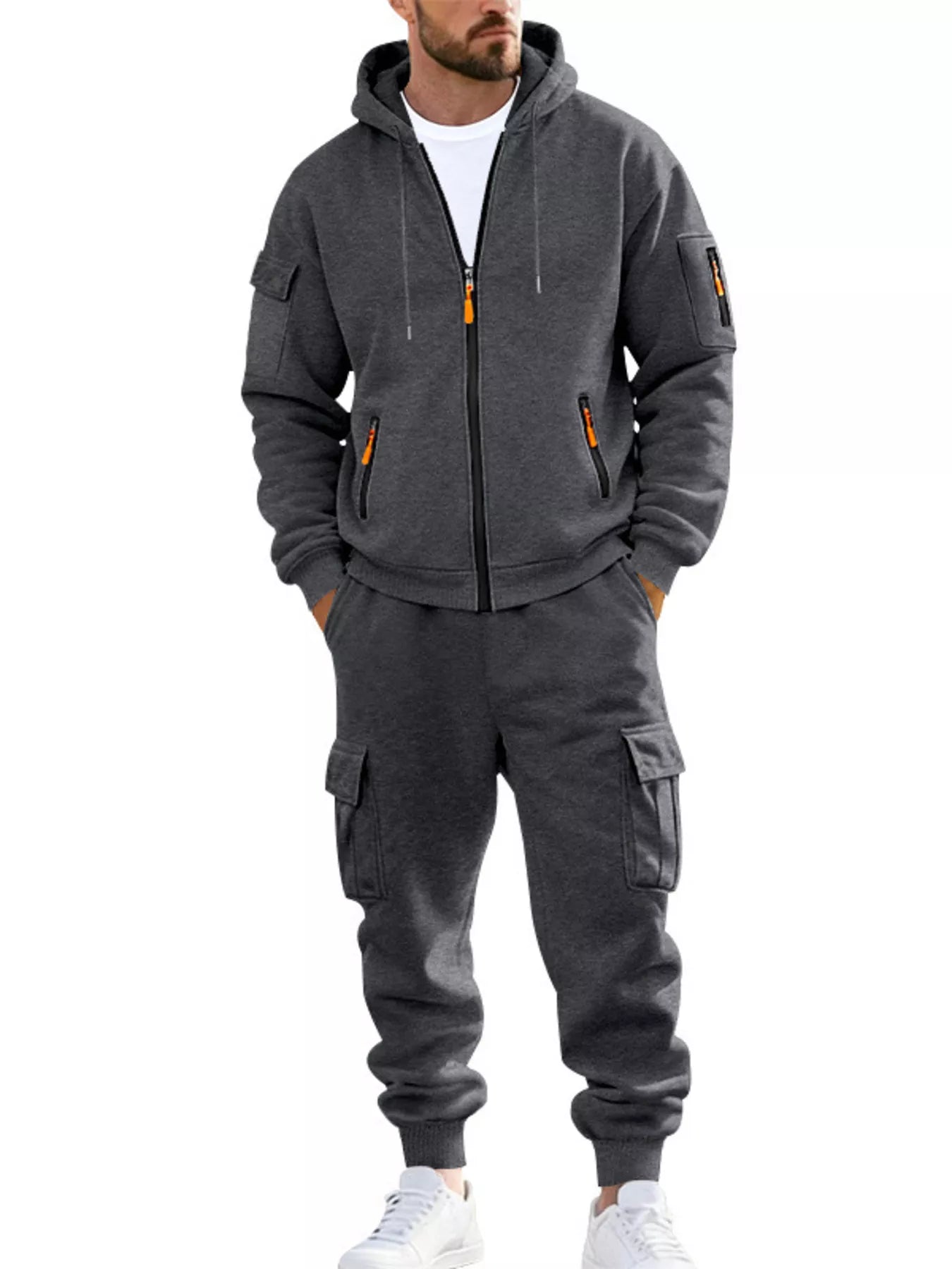 NEWYORKLISTED ATLAS MEN'S COLLECTION – Men's zip-up hoodie and cargo pants two-piece set, product image 10