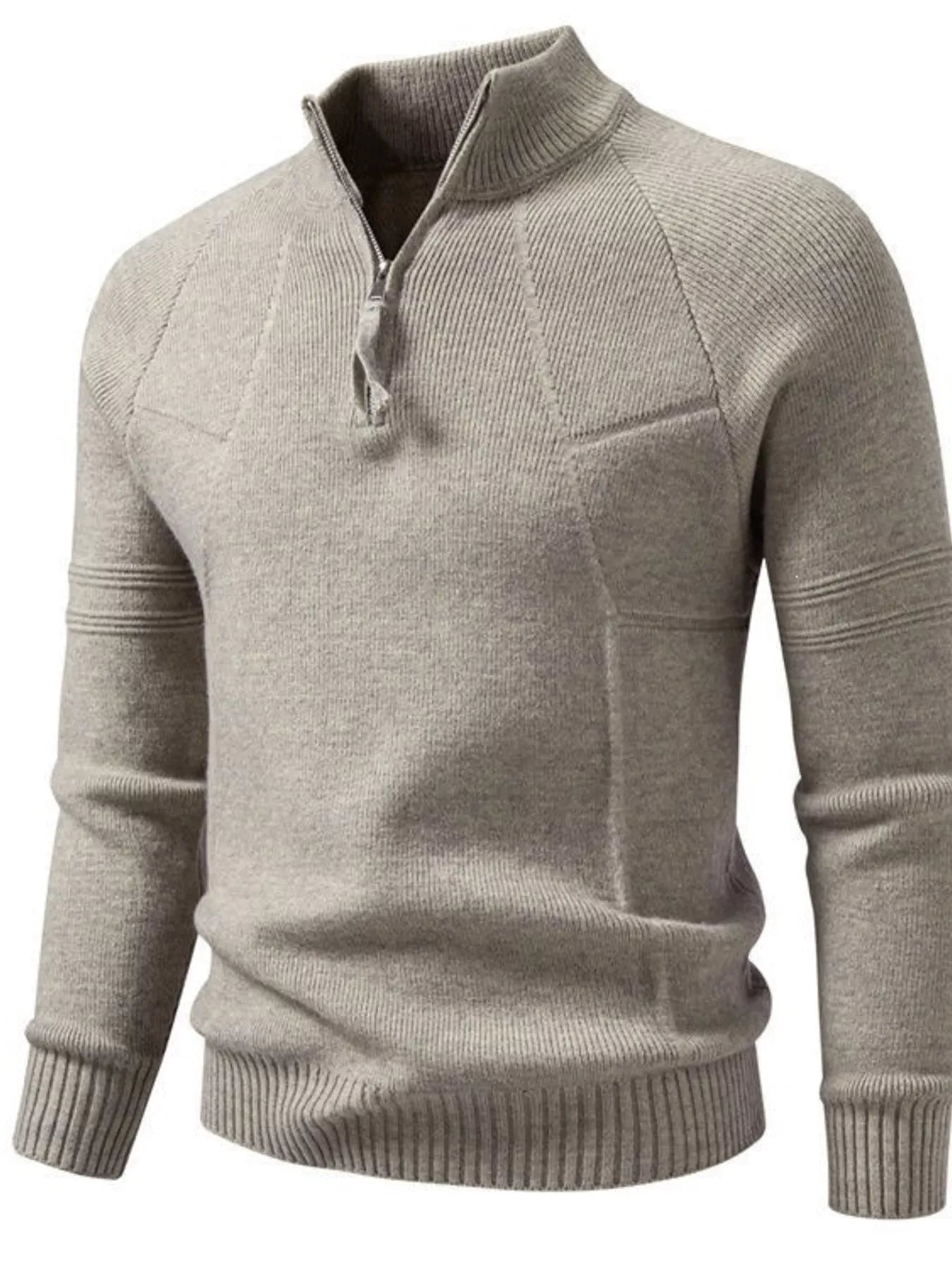 NEWYORKLISTED ATLAS MEN'S COLLECTION: Men's ribbed knit quarter-zip sweater, model view