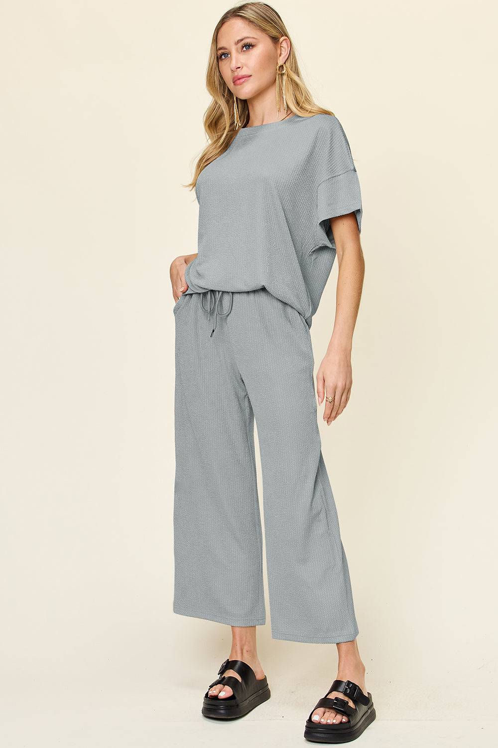 NYLD Short Sleeve T-Shirt and Wide Leg Pants - NEWYORKLISTED