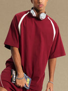 NEWYORKLISTED ATLAS MEN'S COLLECTION: Men's Contrast Round Neck Half Sleeve T-Shirt – Everyday Cool with a Modern Edge in Burgundy 