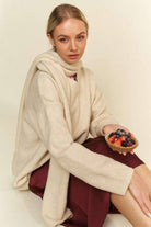 NEWYORKLISTED STYLE COLLECTION:  V-Neck Dropped Shoulder Sweater with Scarf - NEWYORKLISTED