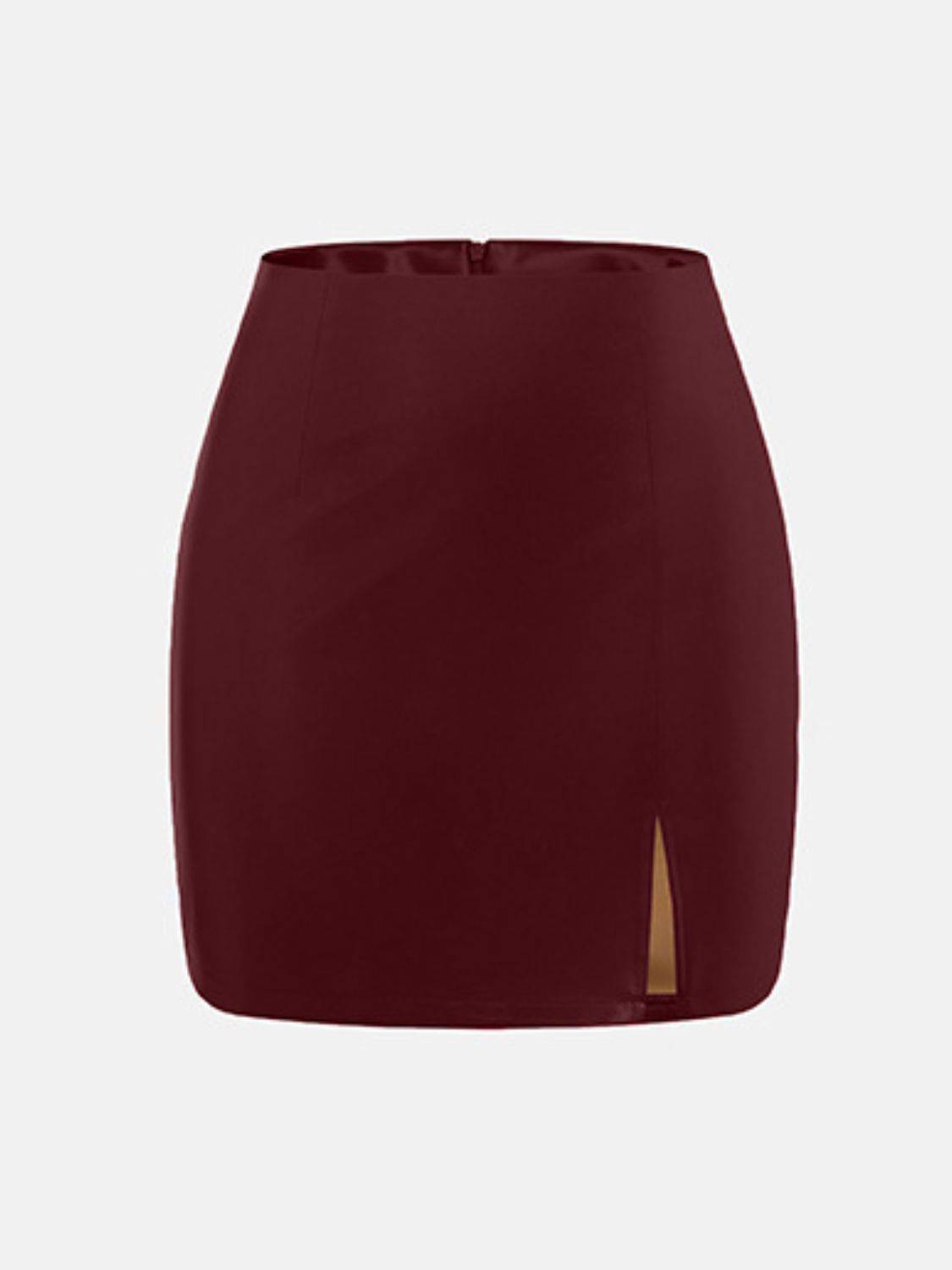 Slit Mini Skirt with Zipper - NEWYORKLISTED