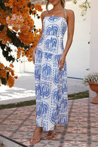Printed Halter Neck Maxi Dress - NEWYORKLISTED