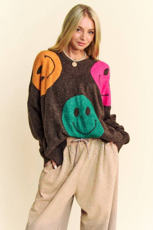 NEWYORKLISTED STYLE COLLECTION: Smile Round Neck Oversize Sweater - NEWYORKLISTED