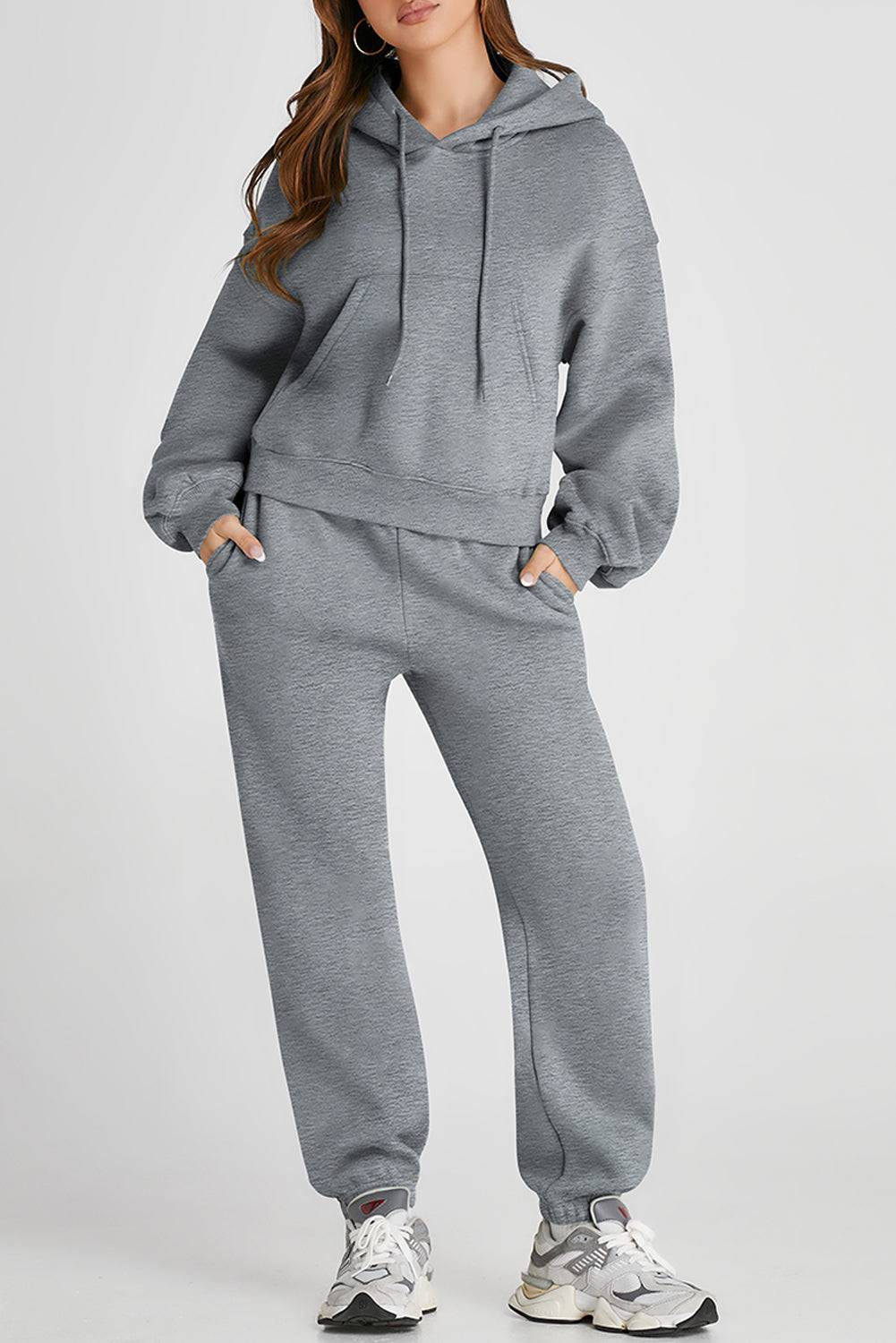 Dropped Shoulder Hooded Top and Pants Active Set - NEWYORKLISTED