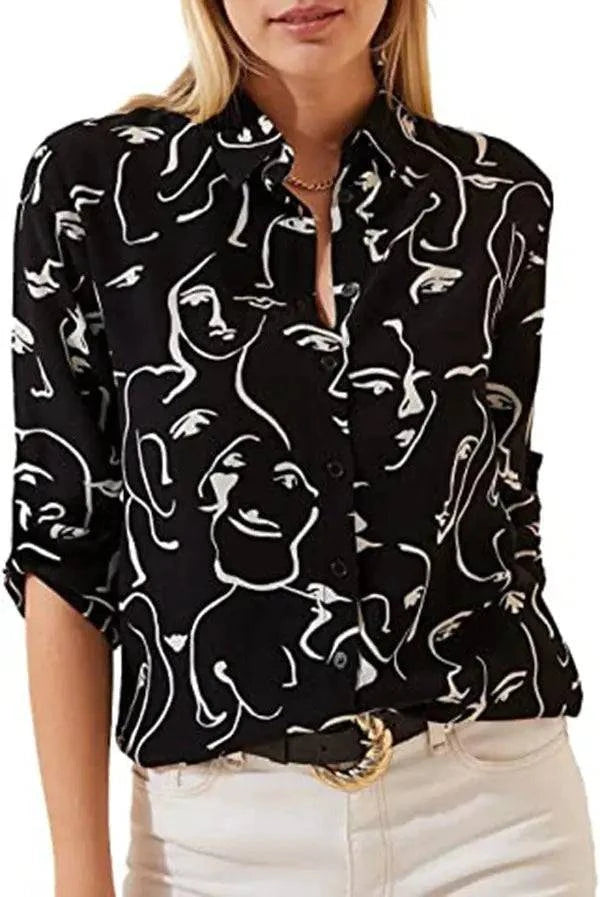 NEWYORKLISTED Modern Art Fashion Long Sleeve Shirt - NEWYORKLISTED